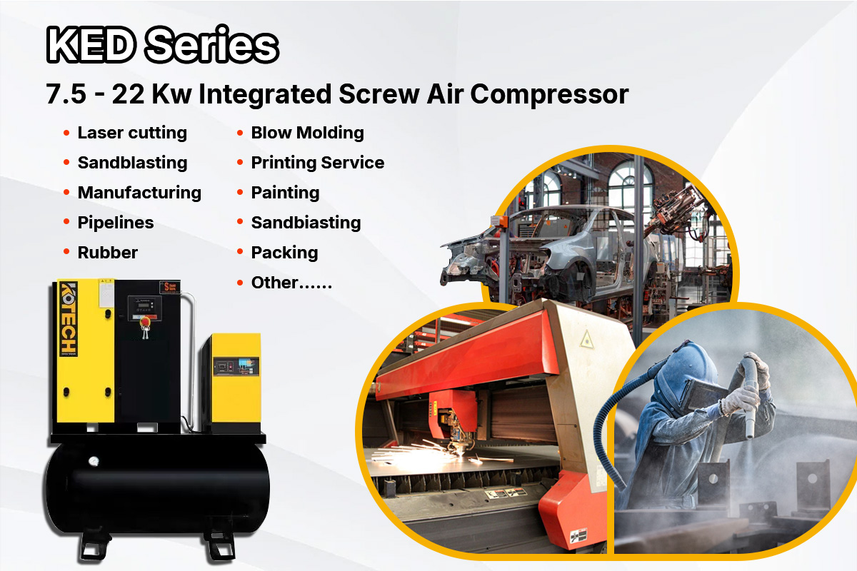 KED Series integrated screw air compressor applications