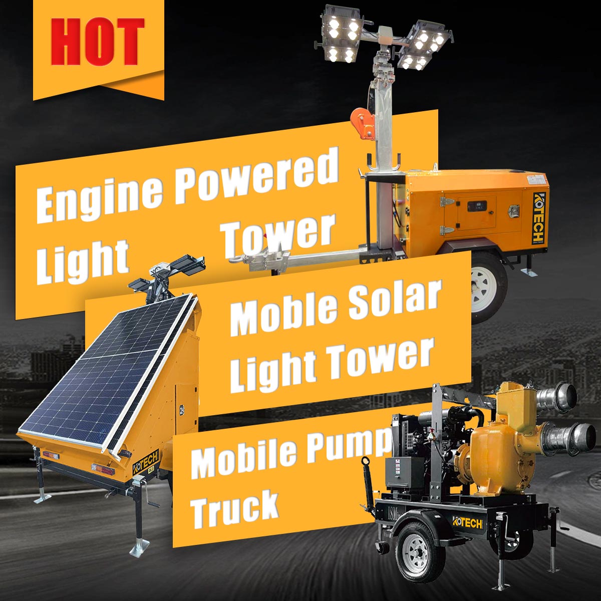 kotech light tower and mobile pump truck