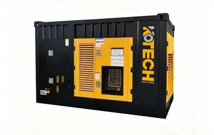 KOTECH KDS skid-mounted diesel air compressors at a central air station in an African gold mine