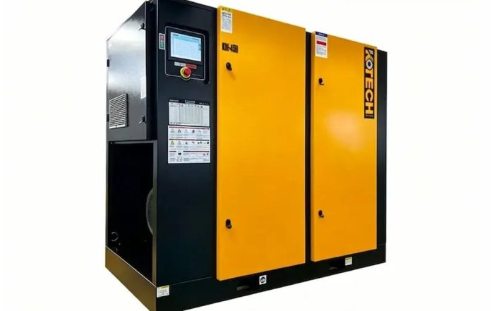 KOTECH KOE PM VSD screw compressor installed in an auto parts manufacturing plant